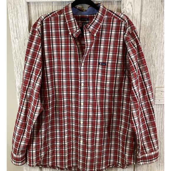 Chaps Men Easy care Long Sleeve Classic Button Down Casual Shirt  Xl Red - Picture 1 of 8